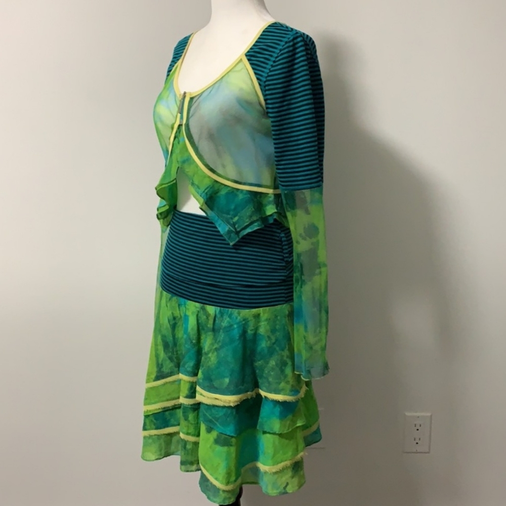 Fille des Sables Watercolour Tiered Mixed Media Ruffle Skirt